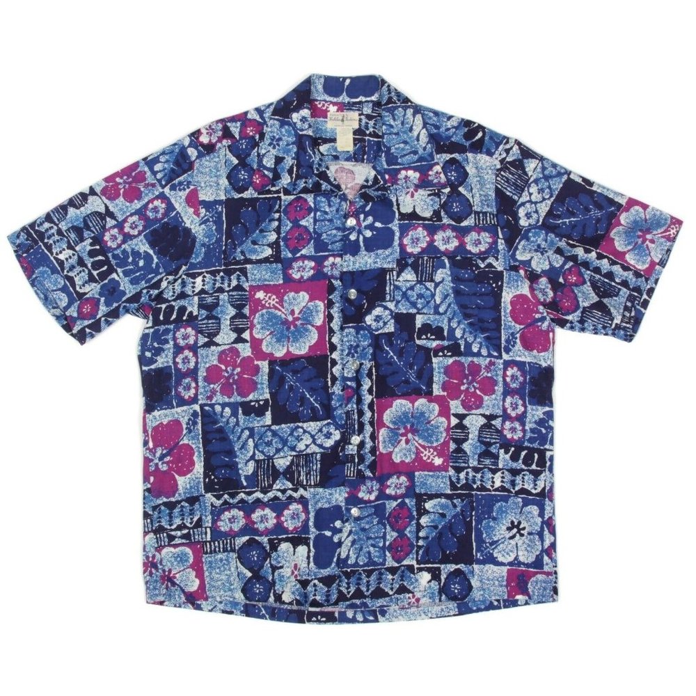 VTG 60s 70s HUKILAU Bark Cloth Hawaiian Aloha Camp Shirt Tiki Rockabilly 2XL 061